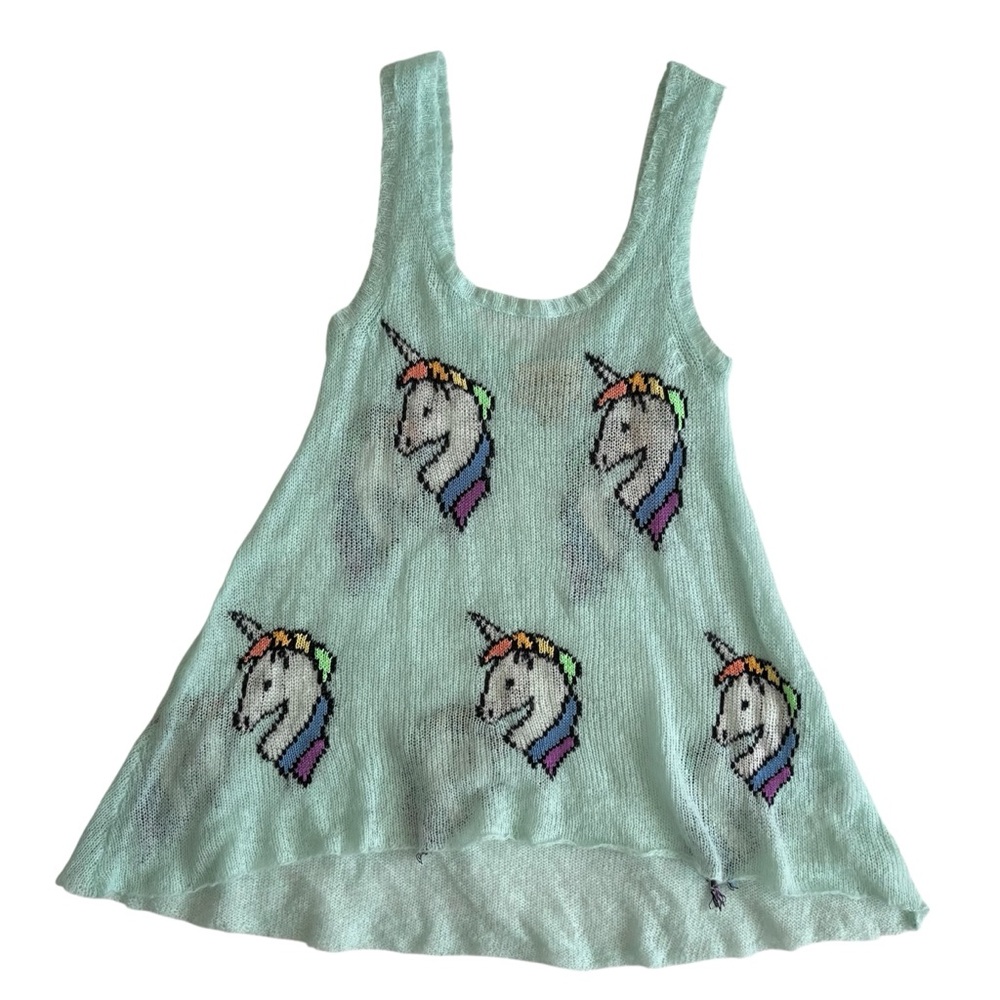 WildFox White Label Pastel Aesthetic Knit Top – Unicorn, Mint Green
